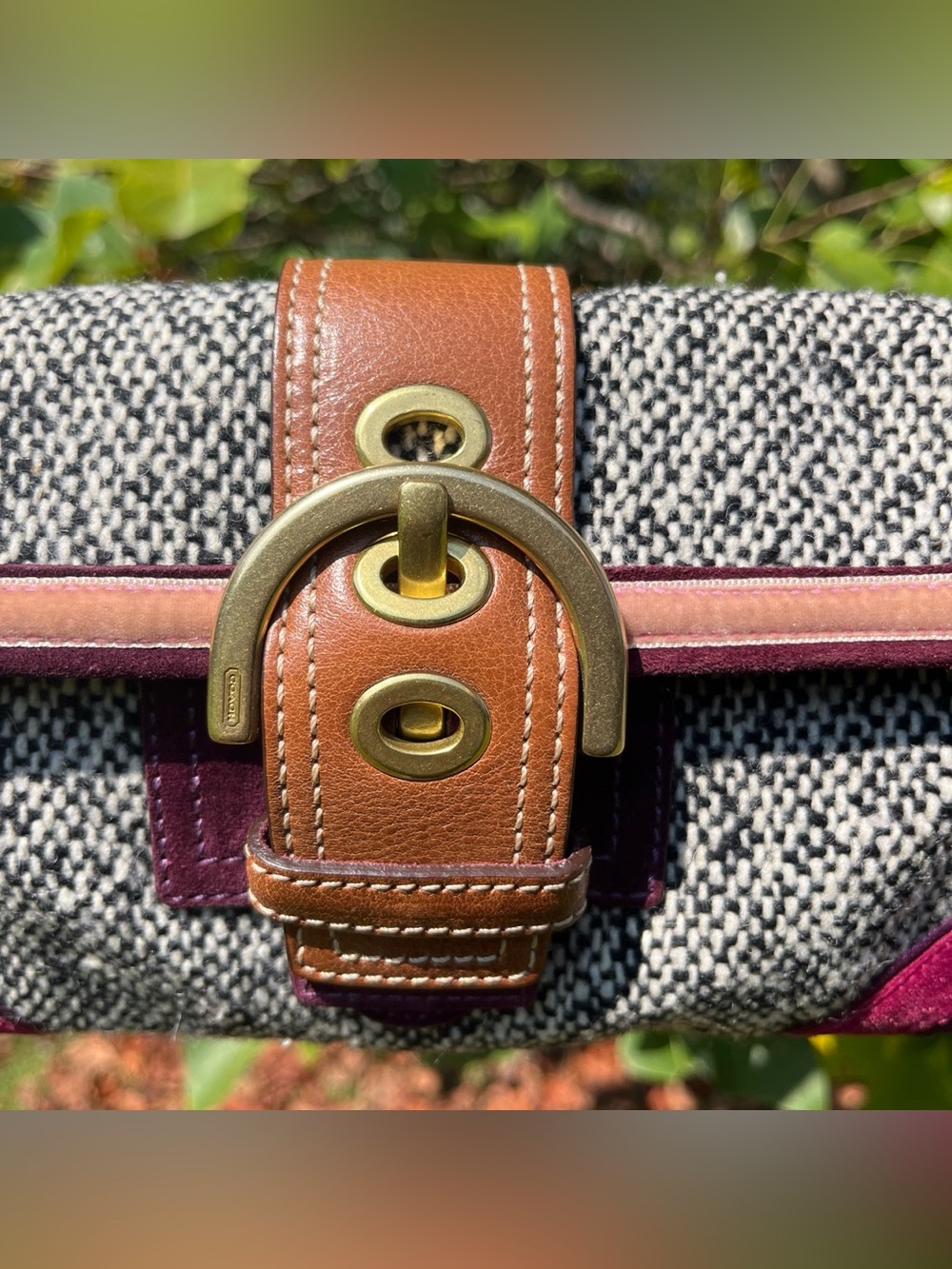 Coach 8F01 Vintage Soho Shoulder Bag Y2K Tweed - Gem